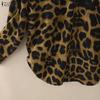 ZANZEA Damen Locker Lässige Leopard-Print Langarmbluse