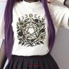 Floral Pentagram Witch T Shirt Moon Phases Cottagecore Wiccan Vintage Slightly Stylish Soft Casual Streetwear Versatile
