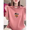 Women's Round Neck Printed Loose-Fit Short-Sleeve T-shirt - Stylish, Casual, and Age-Reducing