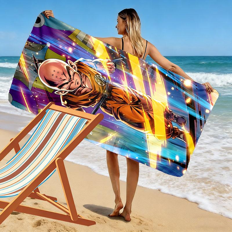 Dragon Ball Print Beach Towel, Large Soft Quick Dry Towel for Beach Camping Swimming