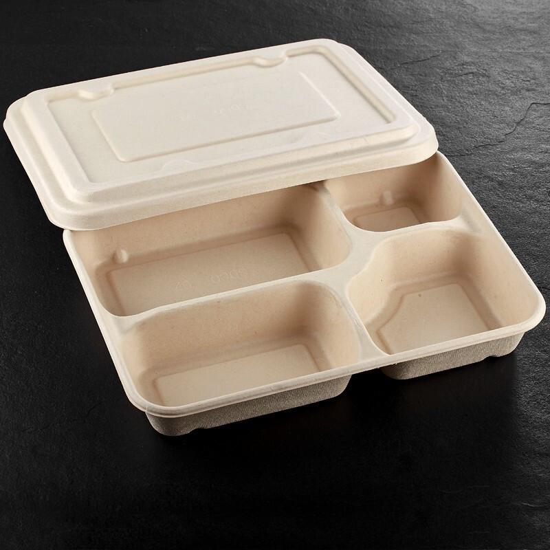 Biodegradable 4-Compartment Disposable Food Containers