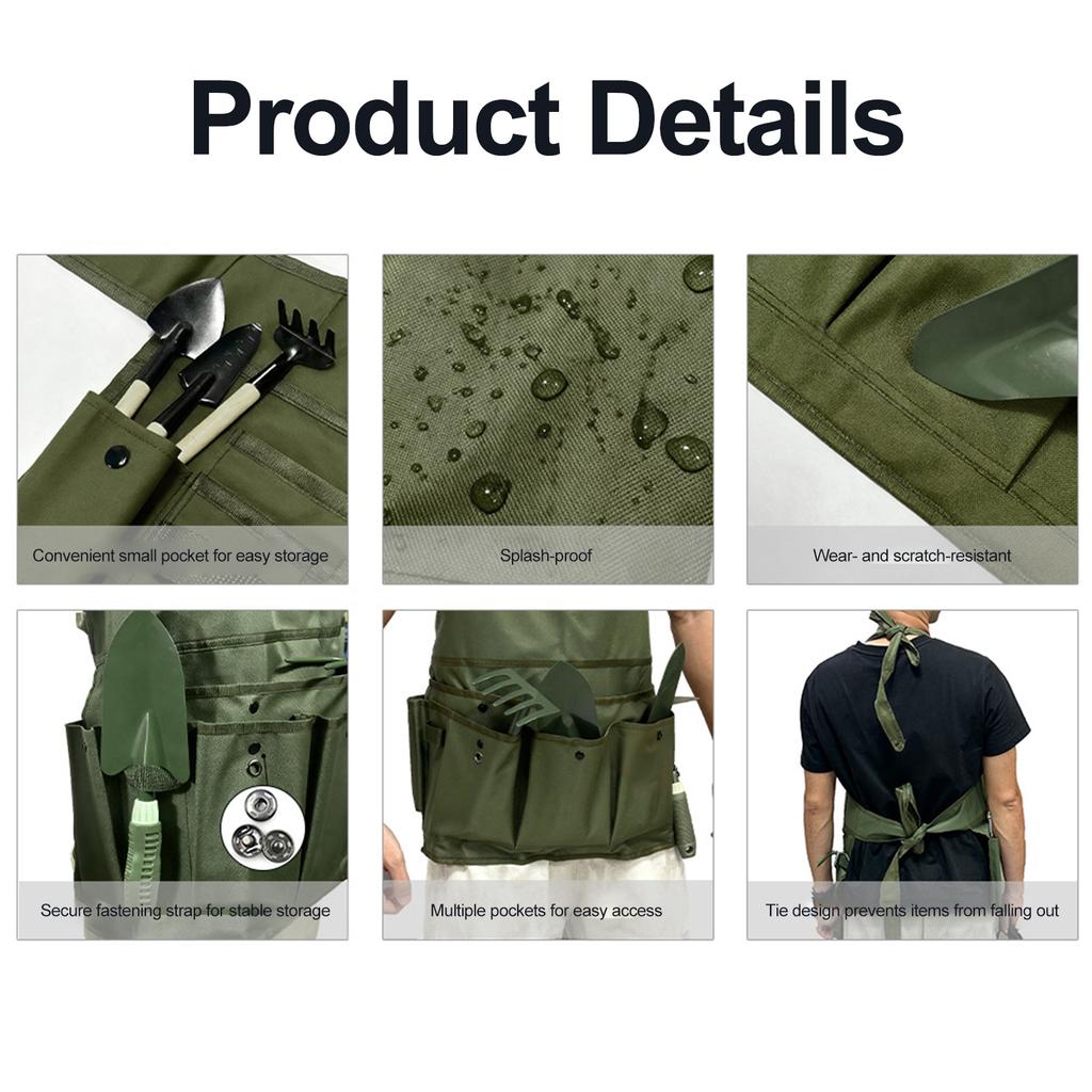 Garden Tool Storage Apron with 7 Pockets Cross Back Garden Apron Adjustable for Gardening In Flower Beds Vegetable Patches