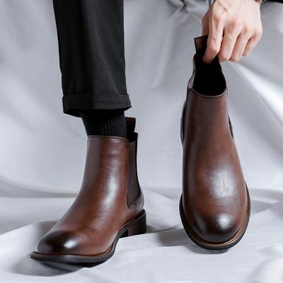 Fashion Business Low Heeled Men's Boots Chelsea Boots Leather Outdoor Formal Men Ankle Boots Luxury Brand Handmade Designer Casual Shoes