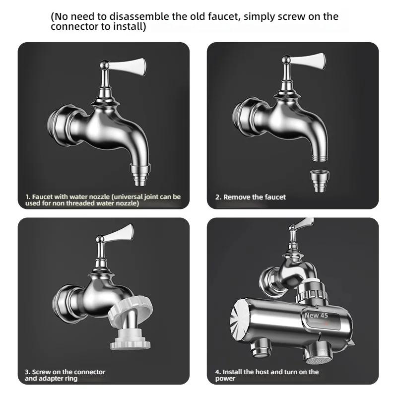 Instant Electric Water Heater 3300W EU Plug Under Sink 220V Kitchen Bathroom Tankless Hot Water Faucet Heater 360° Rotatable