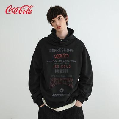 Coca-Cola Big Logo American Retro Button Hooded Sweatshirt