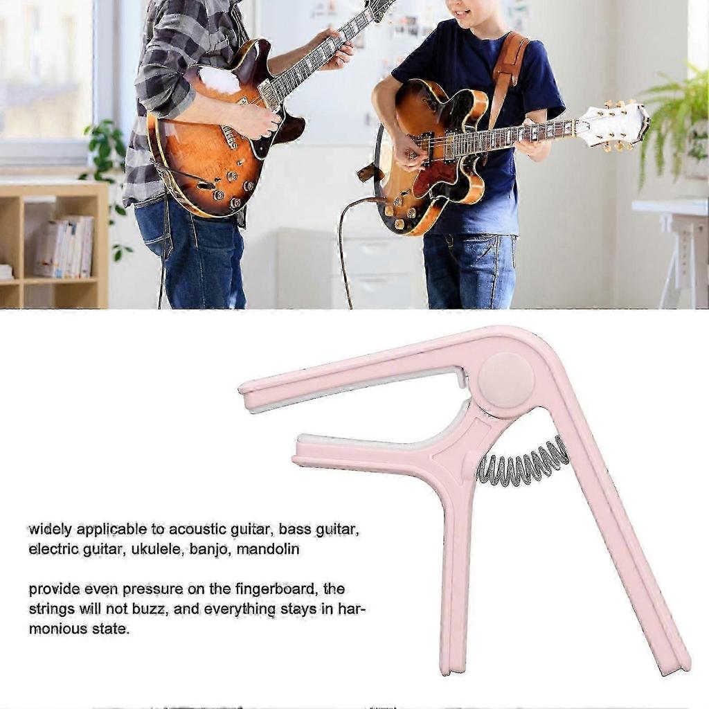 Sturdy Pink ABS Guitar Capo Spring Clamp for Acoustic Guitar 25-26s