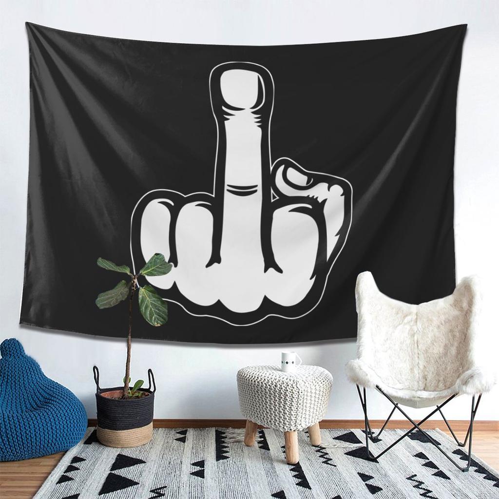 Hand Gesture Design Middle Finger Shows Middle Fingers  Tapestry Wall Hanging Aesthetic Home Decor Tapestries for Living Room