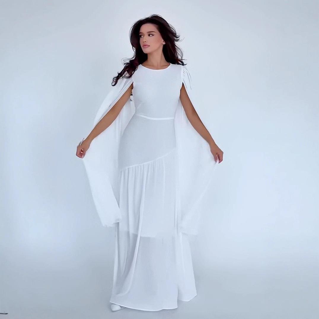 

Летнее женское повседневное платье с рукавами-кейпами в европейско-американском стиле, приталенного силуэта XX Large