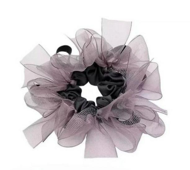 2026 Korean Style Shiny Bow Large Hair Tie for Women - Exquisite Fluffy Rubber Band for Bun Hairstyles