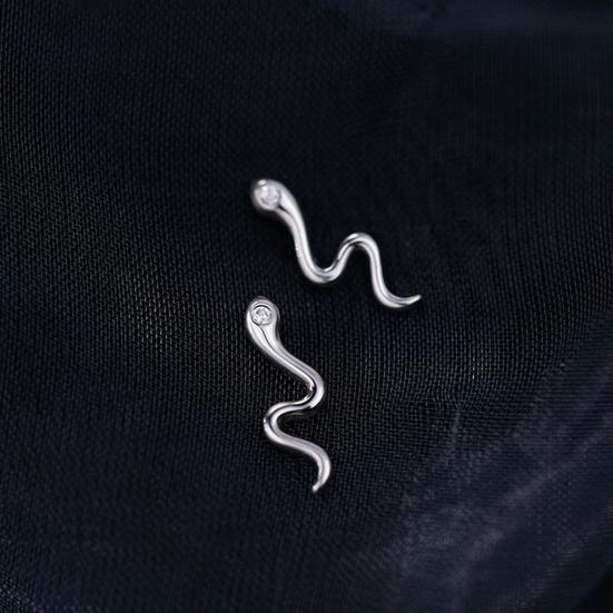 1 Pair Ear Studs Temperament Minimalist Shiny Cubic Zirconia Inlaid Geometric Dress Up Gift Women Snake Stud Earrings Cartilage