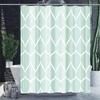Aegean Blue Geometric Shower Curtain,Waterproof Polyester,Quick-Drying,Fabric Shower Curtains Set For Bathroom,Durable Washable