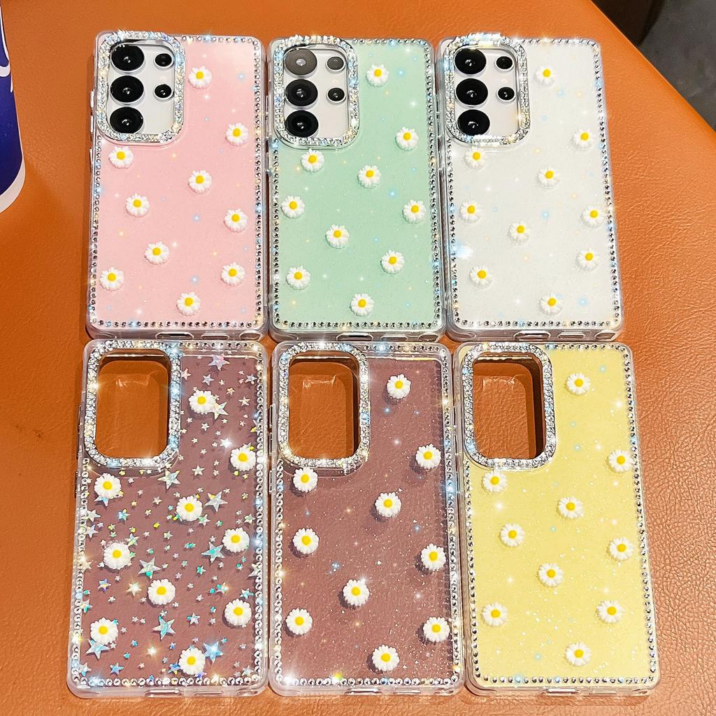 Suitable for Samsung S25 Ultra Flash Drill Mobile Phone Case A17 Creative Little Zou Juhua A56 Flash Powder Luxury All Inclusive Soft Shell