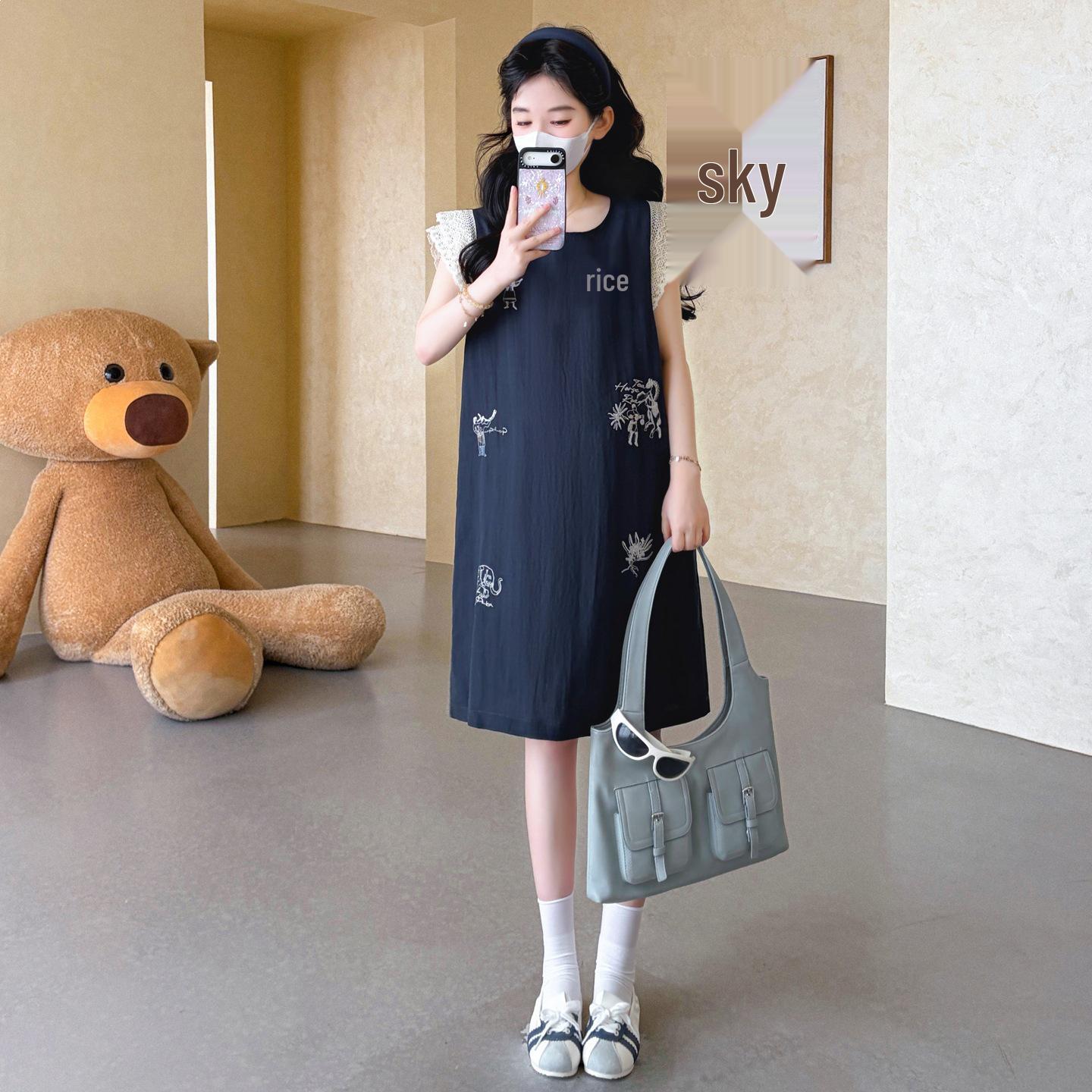 2026 Summer Maternity Dress: Breathable, Loose-Fit, Round Neck 2XL
