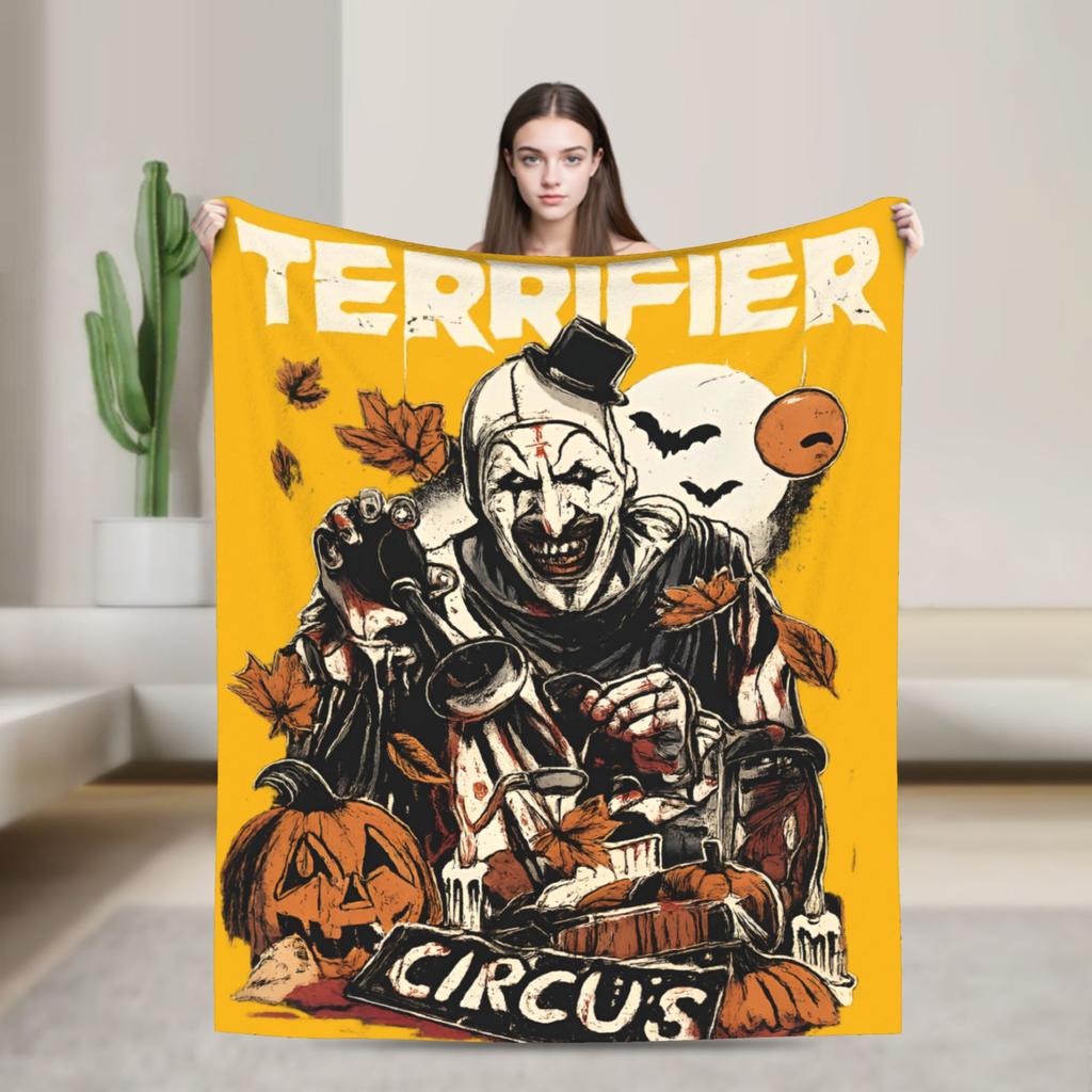 Art Crispies Terrifier Clown Blankets  Warm Novelty Plush Throw Blanket For Kids Living Room Flannel Bedspread Bed Cover
