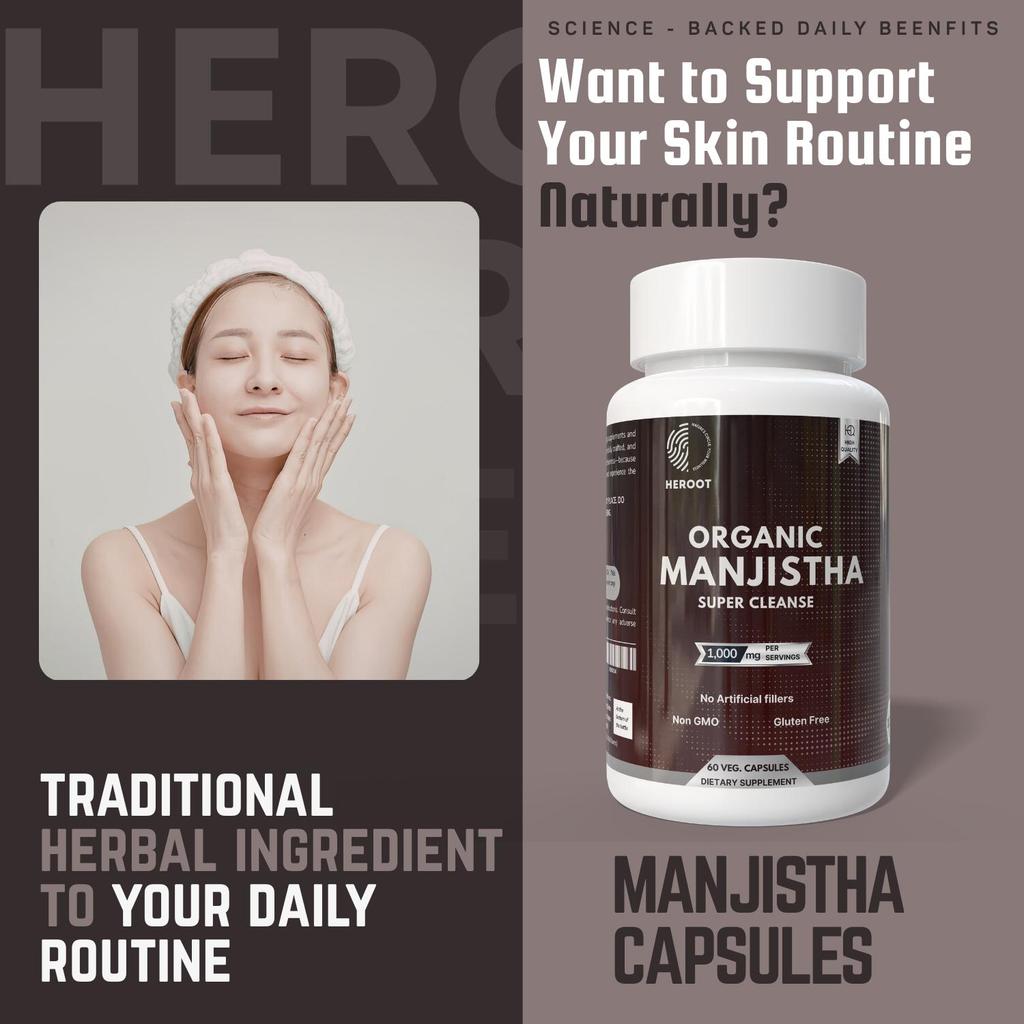 Manjistha (Rubia Cordifolia) Root Capsules | 60 Capsules Herbal Supplement