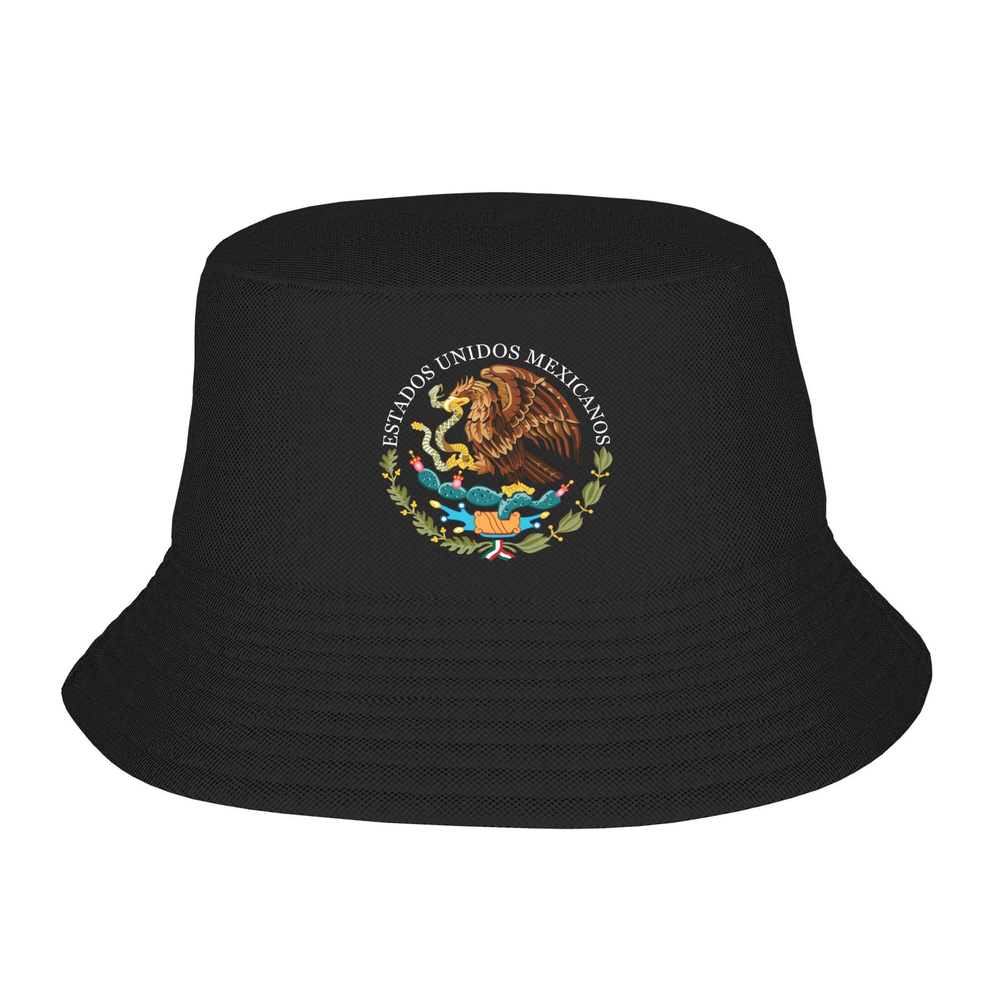 Custom Coat Of Arms Of Mexico Bucket Hat for WoUnisex Unisex Printed Mexican Flag Seal Summer Travel Beach Outdoor Camping Cap One Size