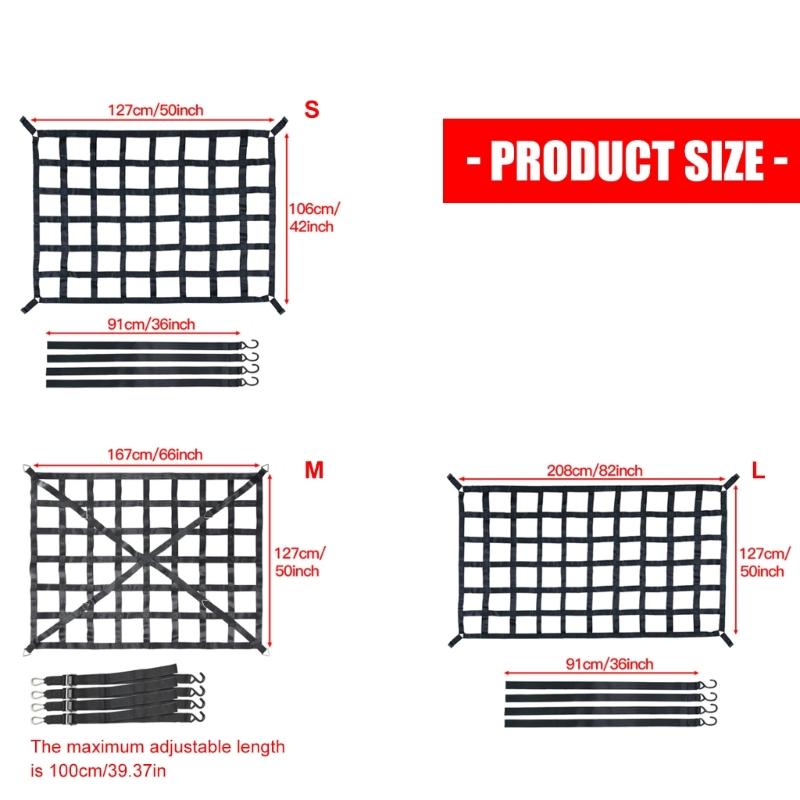 Truck Bed Cargo Barrier Net With S Hooks For Secure Transport In Pickups And SUVs