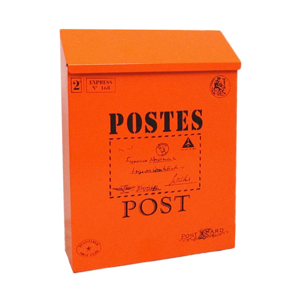 Galvanized Letterbox Postbox Wall Mount Suggestion Box Outdoor With Lock for Home Garden Cafe Shop Wall Decor