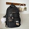 Color Solid Simple Letter Pattern Student Backpack With Decoration Pendant
