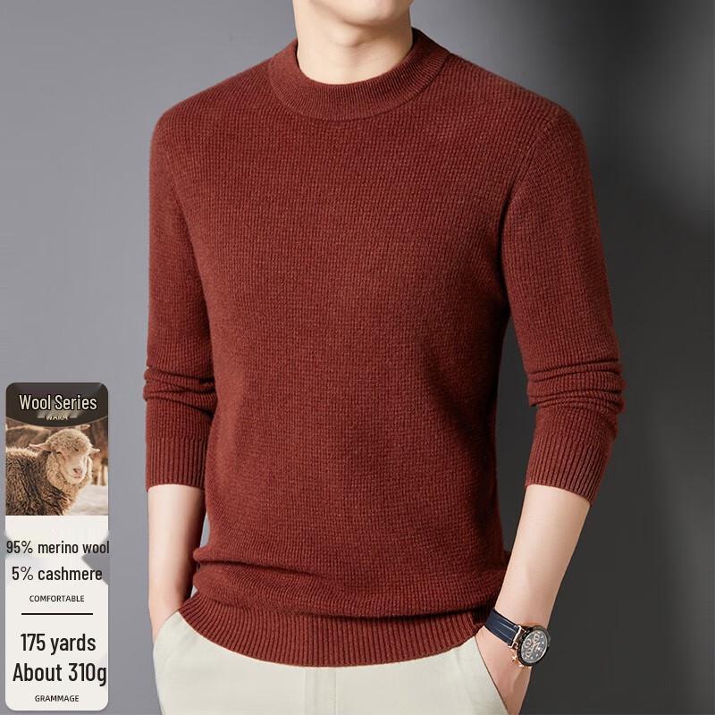 Fengxun Men's 95% Wool & Cashmere Blend Pullover Sweater FXT6462