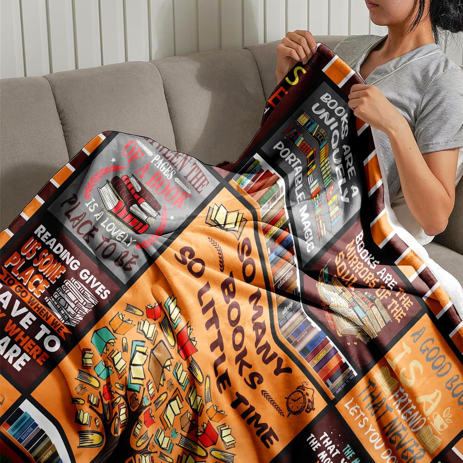 

Reading Blanket inches So Many Books So Little Time Flannel Throw for Book Lovers Readers Librarians Custom blankets 75cmx90cm
