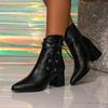 Fashion Sexy Pointed Toe Lace Up High Heel Ankle Boots Women Fashion Side Zipper Thick Bottom Designer Boots Big Size Black Botas Mujer