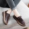 Genuine Leather Retro Women Sneakers Casual Lace Up Flat Ladies Shoes Fashion Breathable Comfort Women's Flat Shoes
