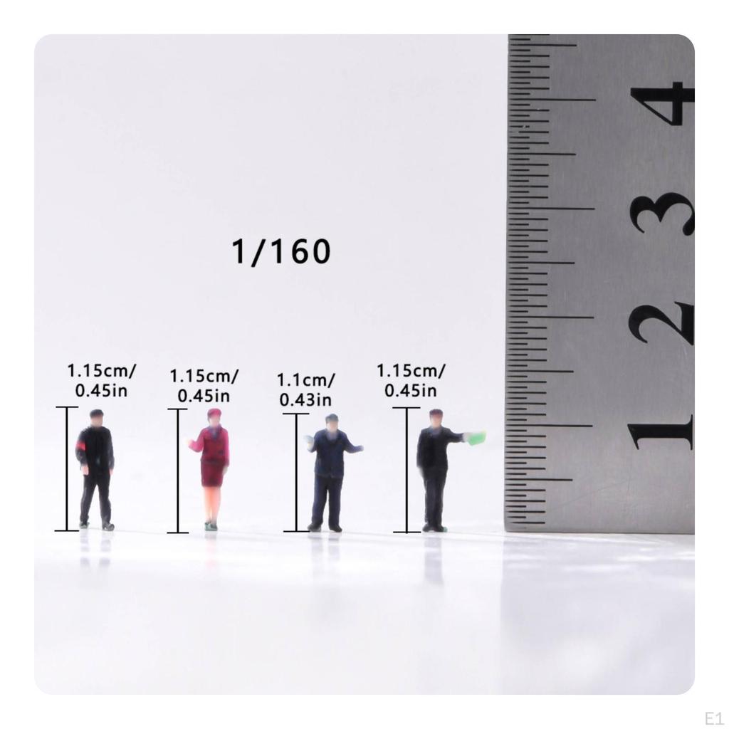 4 Pieces Station Figurines 1/160 Scale Railway Figures 3D Printed Model Train