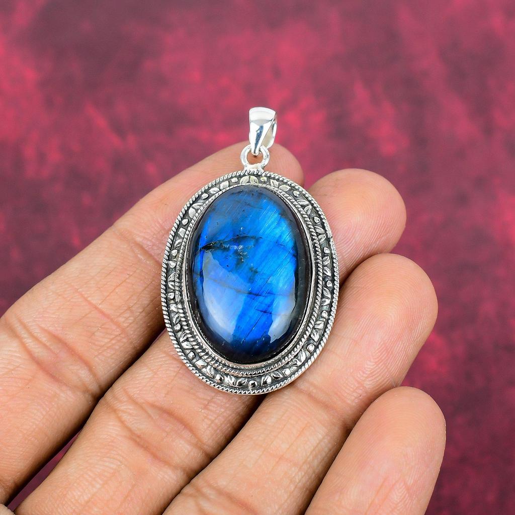 Labradorite Pendant, Handmade Gemstone 925 Sterling Silver Pendant Antique Jewelry, For Gift Silver Jewelry