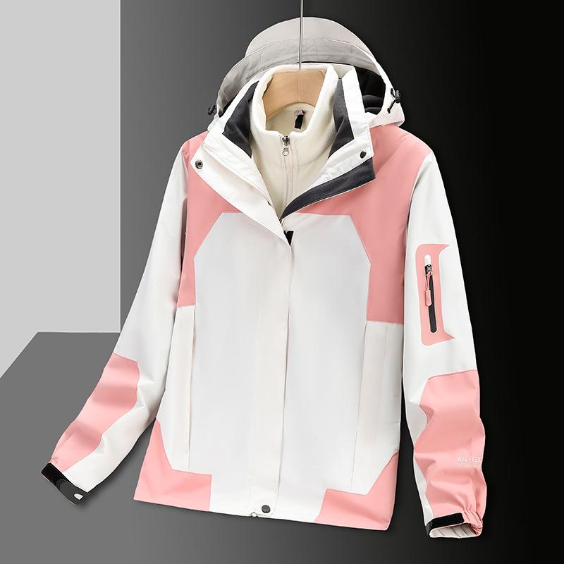 Unisex Two-Piece Mountaineering Suit with Custom Logo: Outdoor Fleece Liner & Color-Blocked Winter Workwear