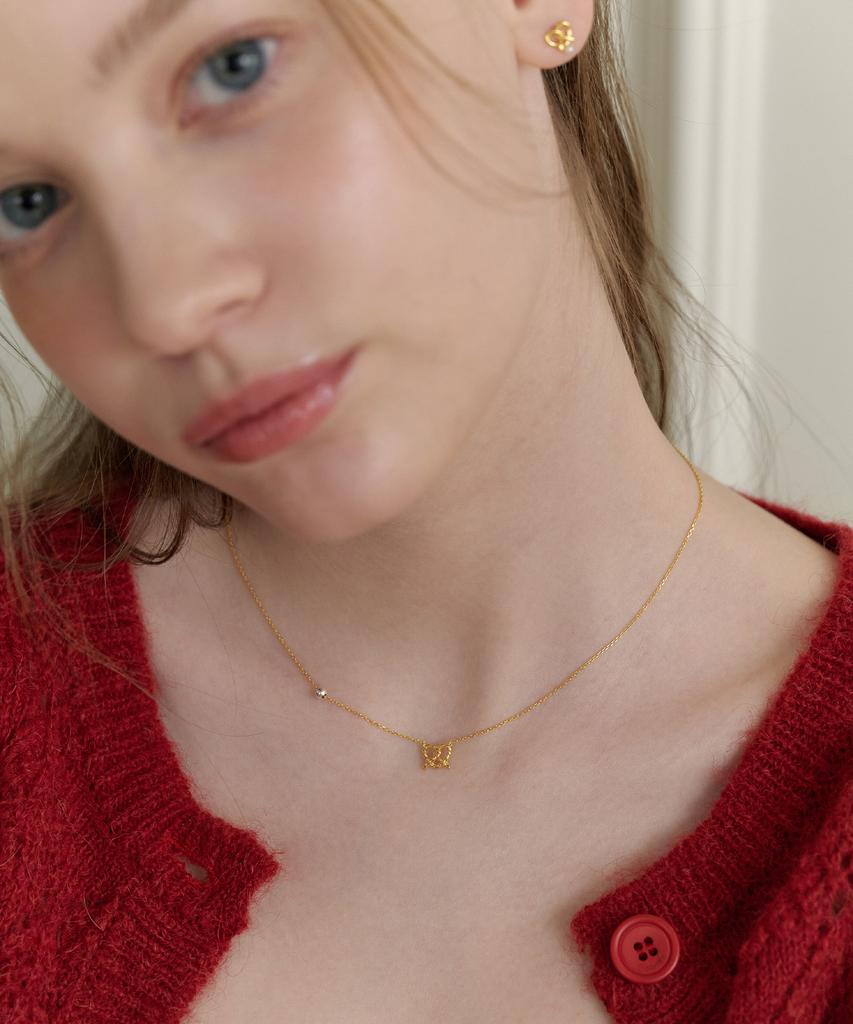 Tatiana (Silver 925) Pretzel Heart And Ball Necklace Nz2181