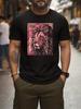 Top Pick Mens Black Lion Graphic TShirt with Glowing Eyes
