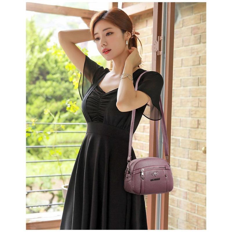 Women New Soft Leather Texture Shoulder Bag Korean Fashion Solid Color Crossbody Bag Minimalist Large Capacity Mini Square Bag