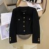 2024 High-End French Tweed Round-Neck Short Jacket with Black Velvet Lining