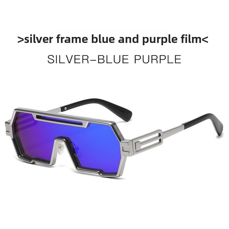 Cyberpunk Square Sunglasses With Metal Frame Uv400 For Cycling And Travel