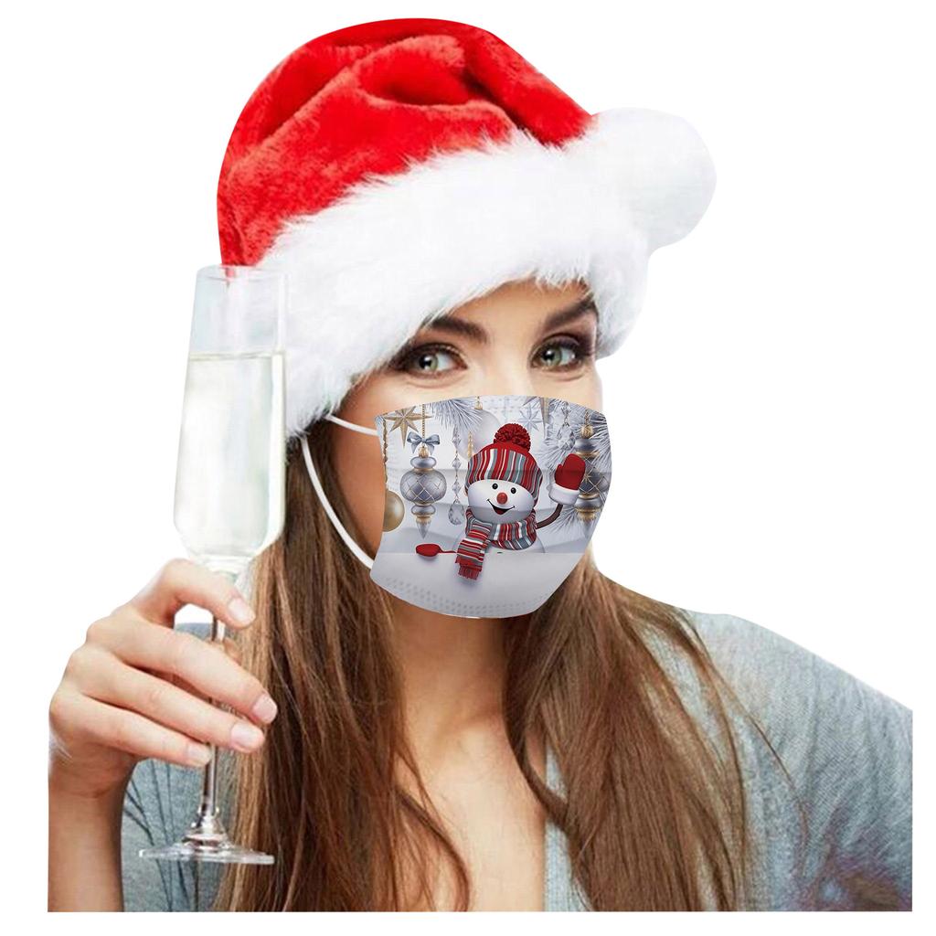 10pc Christmas Print  for  Face Mask Disposable Earloop Mask