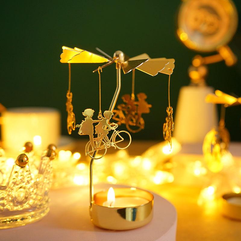 1pc Metal Hot Rotating Candle Holder Christmas Rotating Candle Holder Dinner Party Wedding Party Candle Holder Decoration Gift
