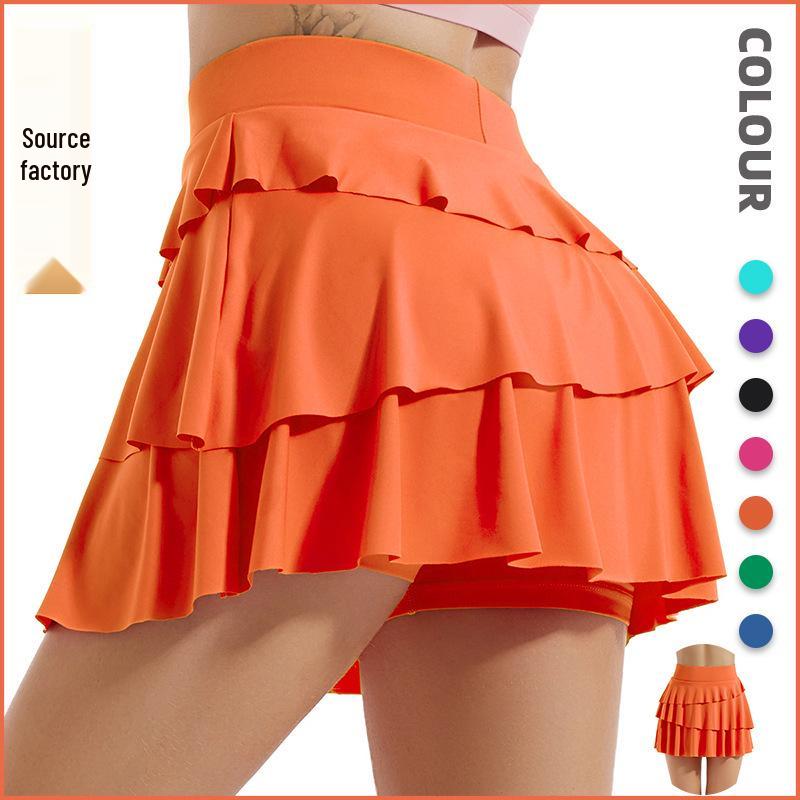 

Шелковая юбка для йоги с сетчатым узором и высокой талией для женщин - Летняя юбка для фитнеса и тенниса со шортами от засвечивания L