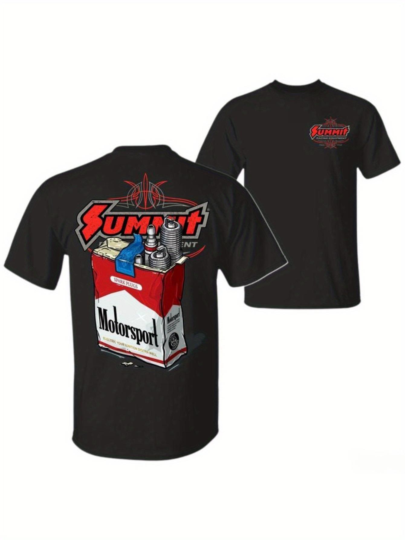 

Мужская гоночная футболка Summit Racing, принт двигателя и топливного бака, мягкий повседневный топ с коротким рукавом, черный, гоночный стиль 4XL