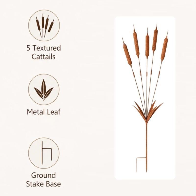 Metal Wheat Ear Garden Decoration Iron Art Stake For Yard Landscape Use