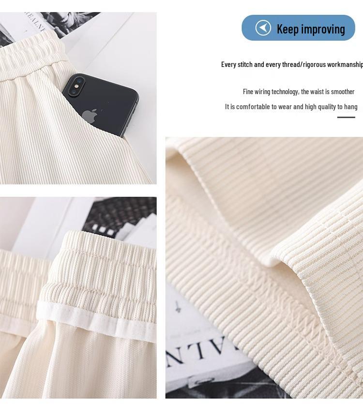 High-Waist Ice Silk Drawstring A-Line Shorts - Women's Summer Slimming Casual Style