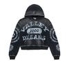 Mens Oversized Hooded Sweatshirt With 3D Graphic Print Washed Effect Drop Shoulder Zipper Front Casual Streetwear