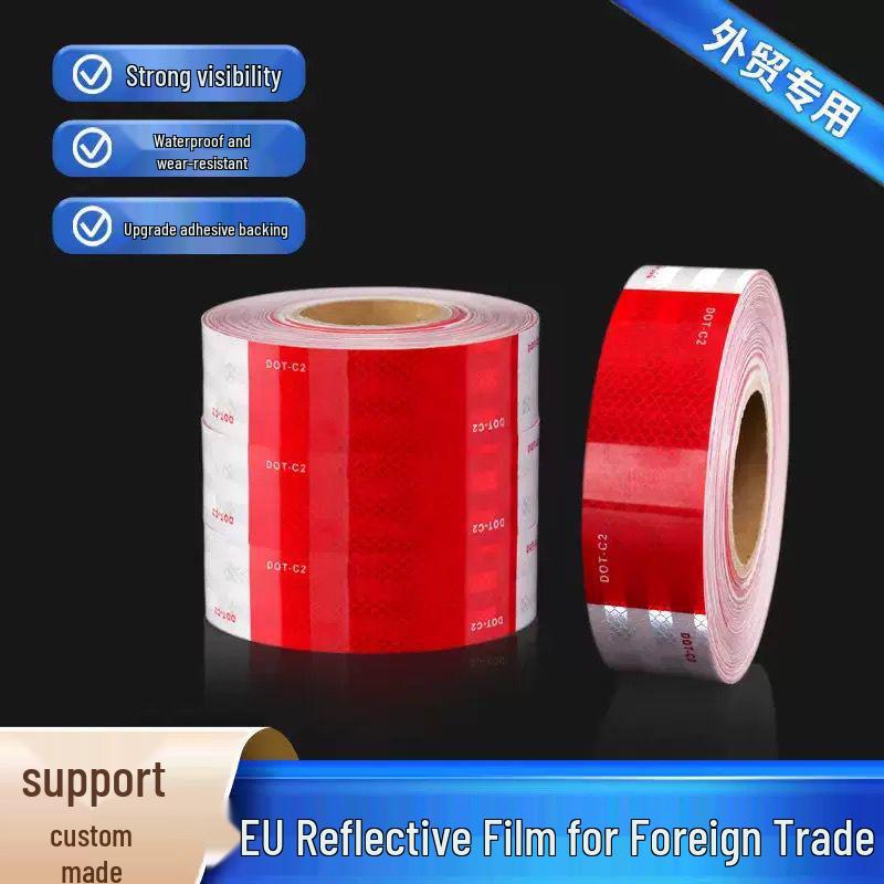CE EU DOT-C2 Red/White Reflective Tape PET Film Reflective Strip for Vehicle Inspections