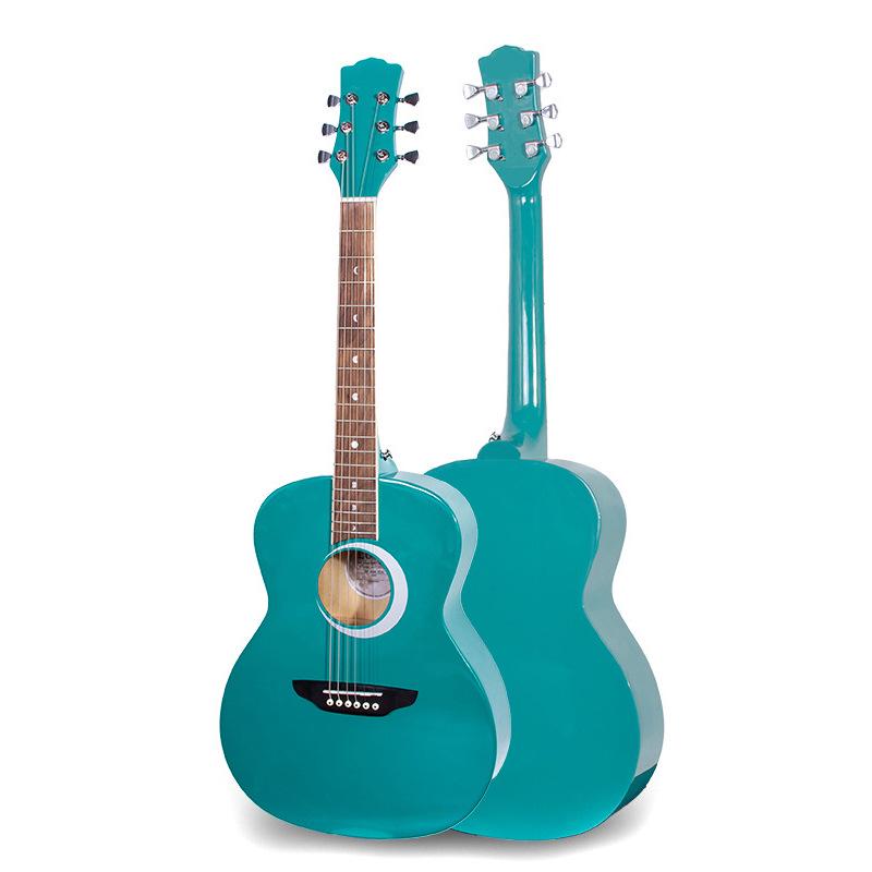 36" Cloud Peach Solid Wood Folk Guitar for Kids, Beginner Travel Guitar