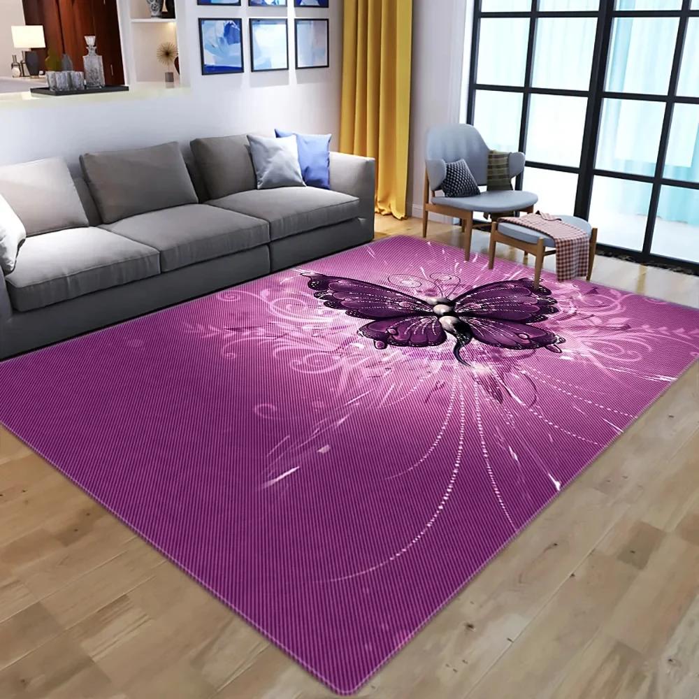 Dreamy Butterfly Pattern Carpets for Living Room Bedroom Area Rugs Child Room Play Rug Cartoon 3D Printing Kids Game Mats