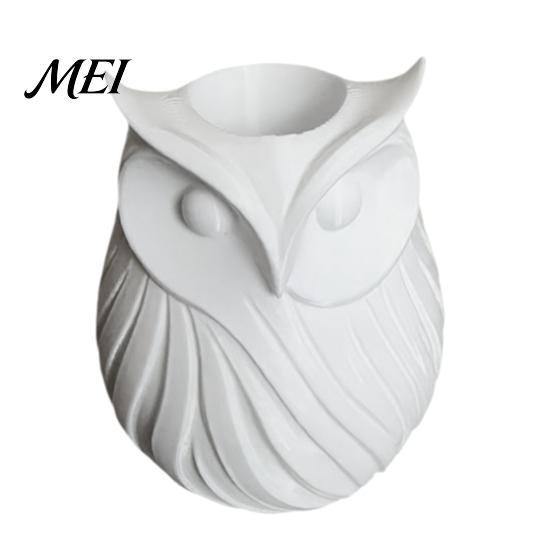 Three-dimensional Owl Decor 3D Printed Pen Holder, 2 in 1 Flower Vase Decorative Holder Desk Organizer, Cute Plastic Makeup Brush Home Office