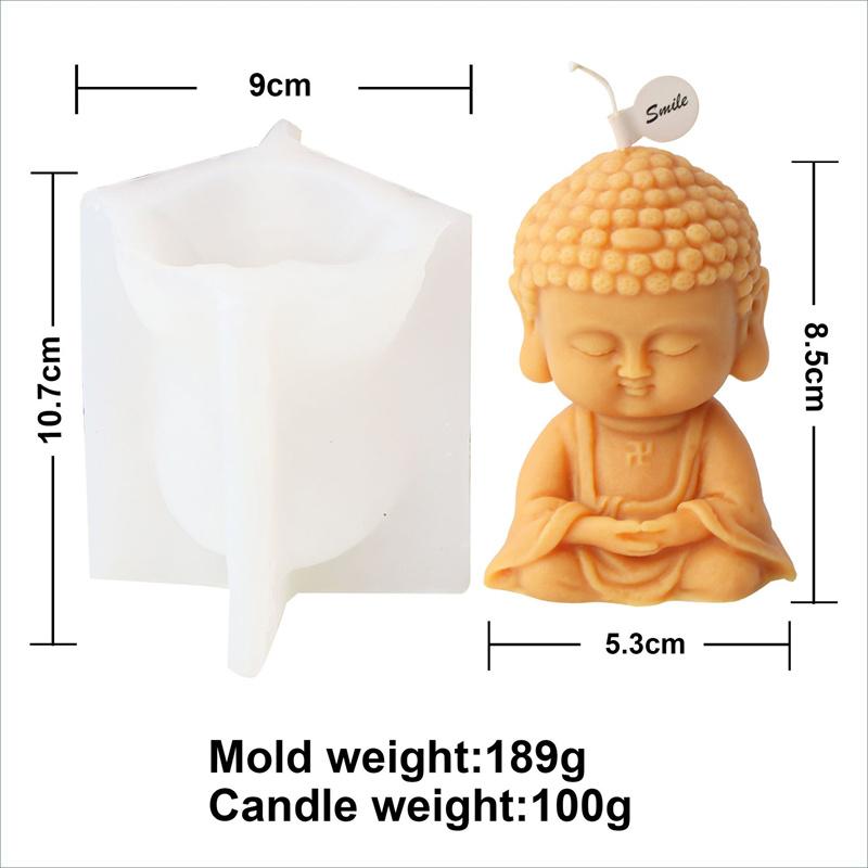 

Mini Cartoon Monk Candle Silicone Mold 3D Buddha Statue Gypsum Form Concrete Resin Moluds DIY Religion Temple Buddha Home Decor