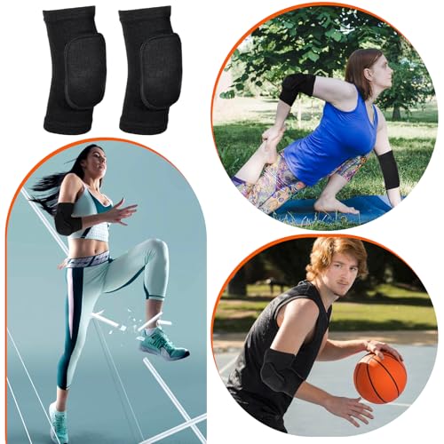 Breathable Perspiration Volleyball Elbow Pads, Men's and Women's Padded Support Elbow Pads, Black M Pair
