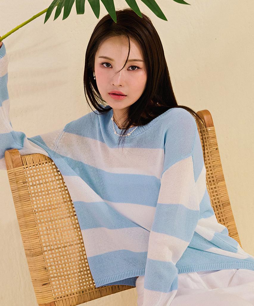 CHASECULT Women'S Striped Crop Long Sleeve Sweater-Dbrg5675D0D