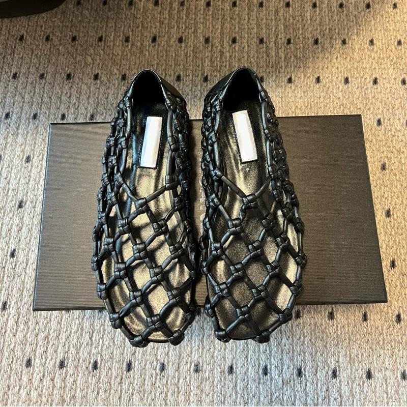 

Woven hollow ballet shoes women s high version 2025 summer new retro flat leather Mary Jane shallow mouth single shoes 40 чорний